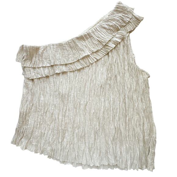 Ulla Johnson Ravenna One-Shoulder Pleated Ruffle Top Ivory Size 6 Blouse - Picture 12 of 13